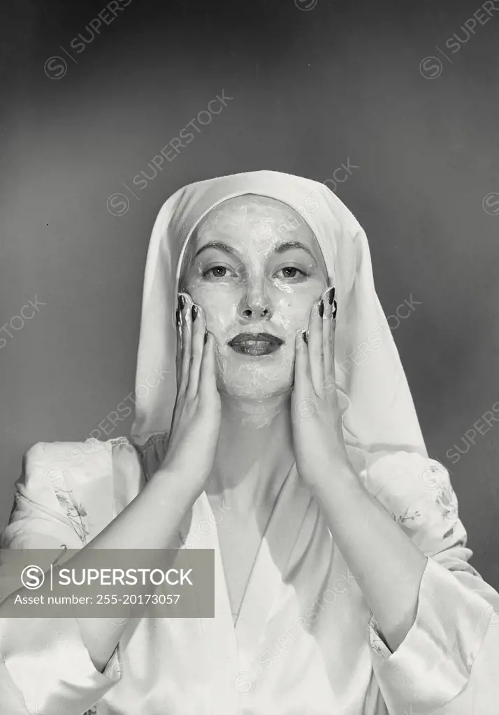 Vintage photograph. Woman washing her face