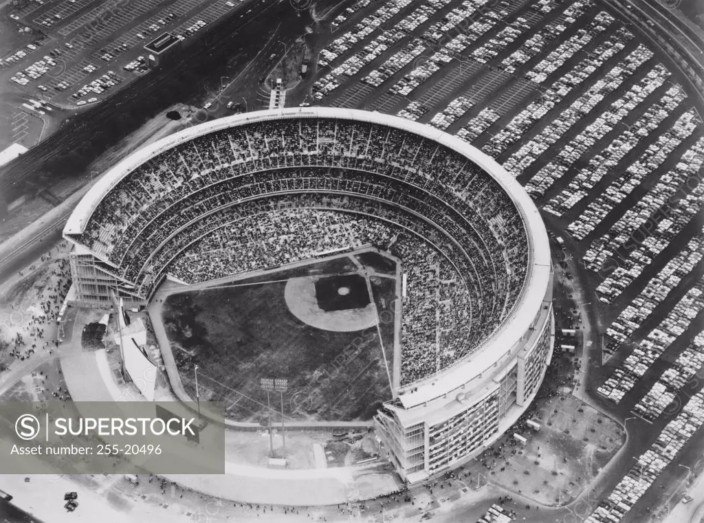 Aerial view of a baseball stadium, Shea Stadium, Queens, New York City, New York State, USA