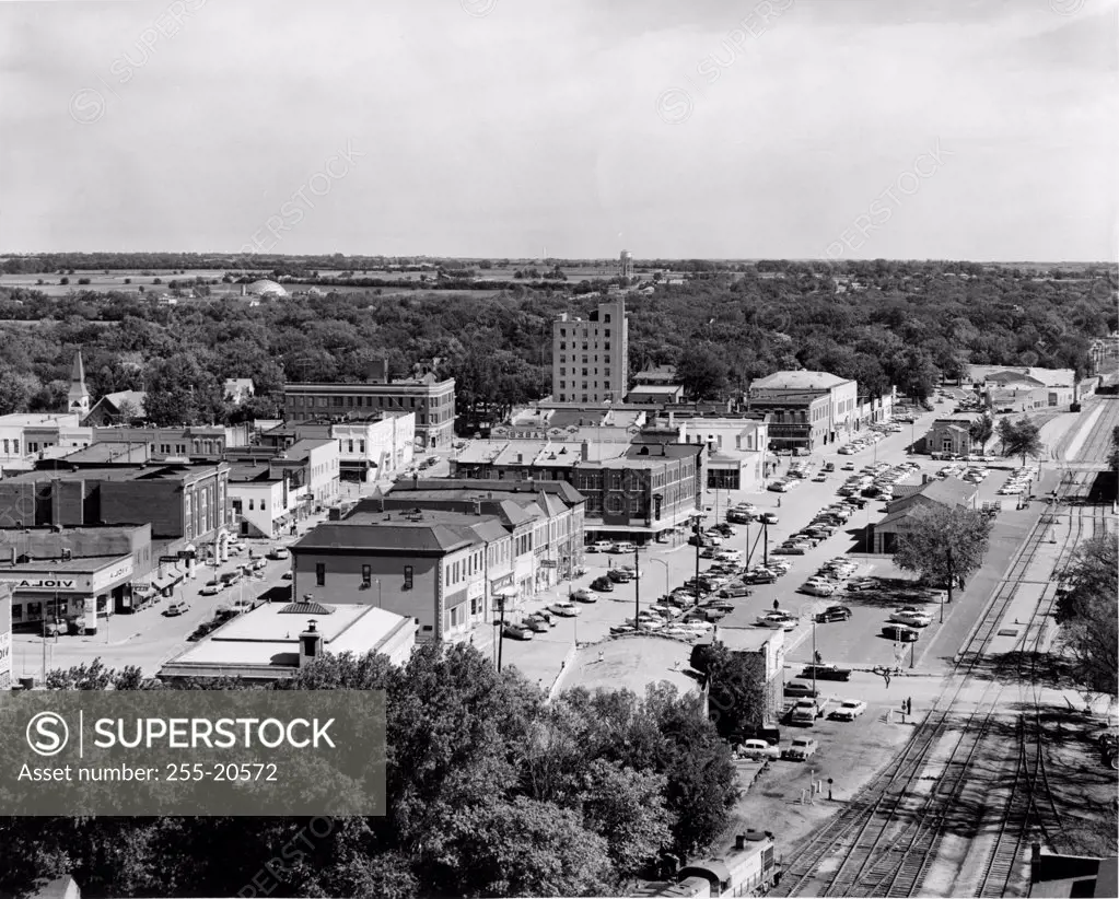 High angle view of buildings in a city, Abilene, Kansas, USA