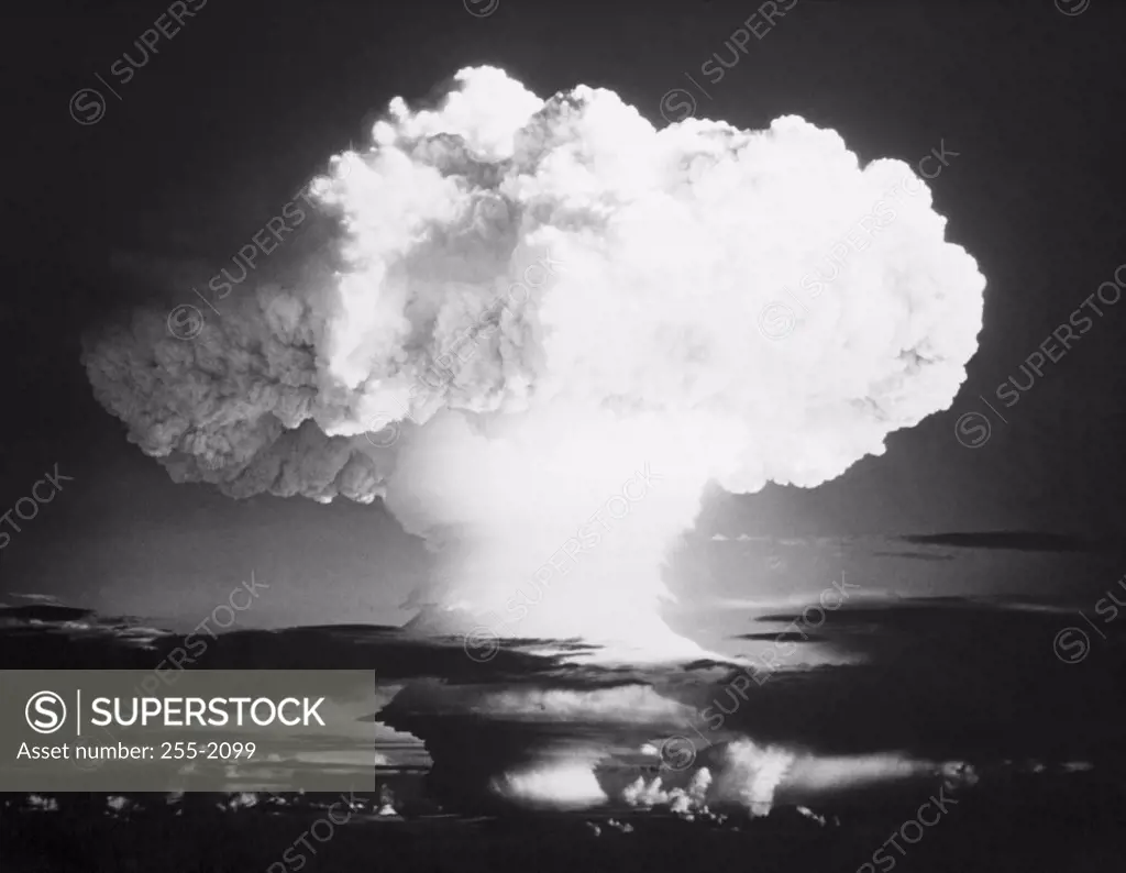 Mushroom cloud formed by an atomic bomb explosion