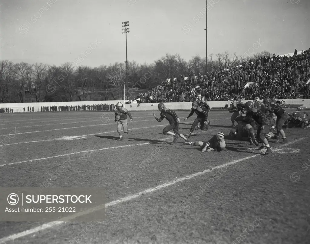 Vintage Photograph. Scene from High School Football Game