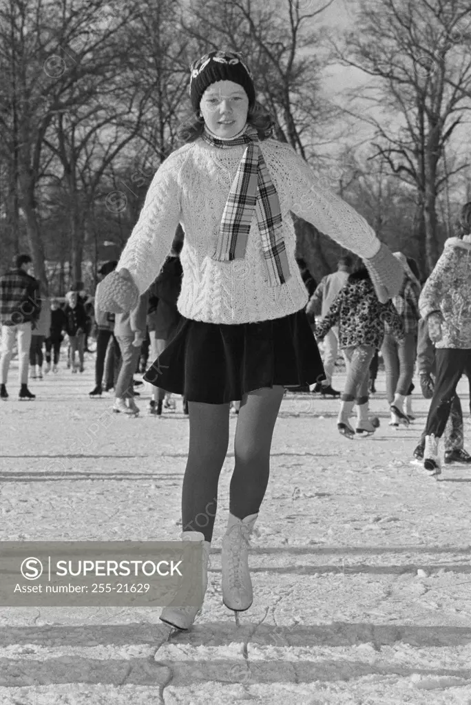 Girl ice-skating in park