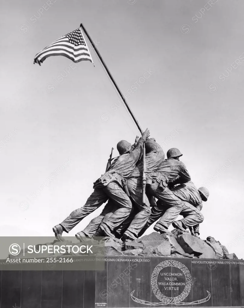 Statues at a war memorial, US Marine Corps War Memorial, Arlington National Cemetery, Arlington, Virginia, USA