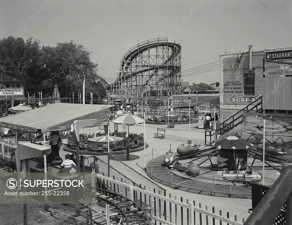Vintage Photograph. Rides at Coney Island, New York
