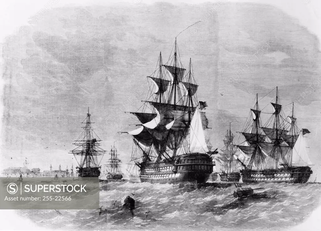 British Fleet at Grassy Bay, Bermuda In 1862, left to right: Diadem, Nile, Immortalite, St. George