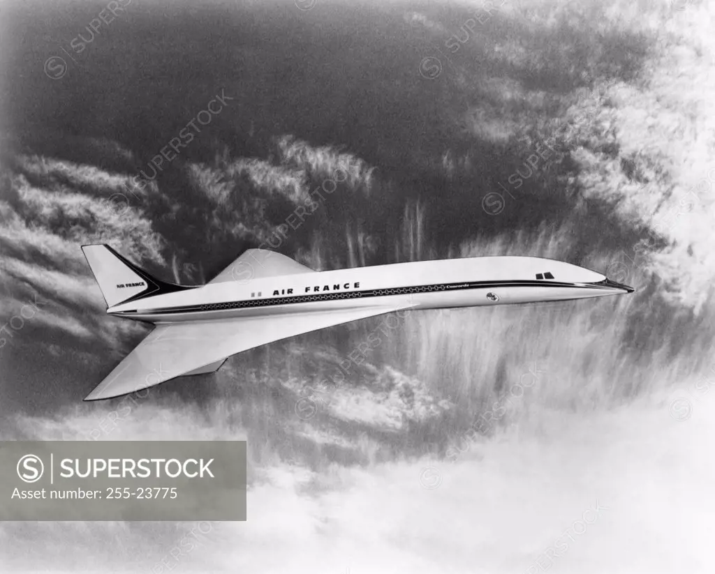 Concorde Supersonic Jet flying in the sky