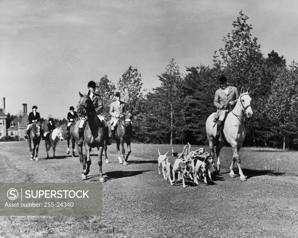 Group of people on a fox hunt