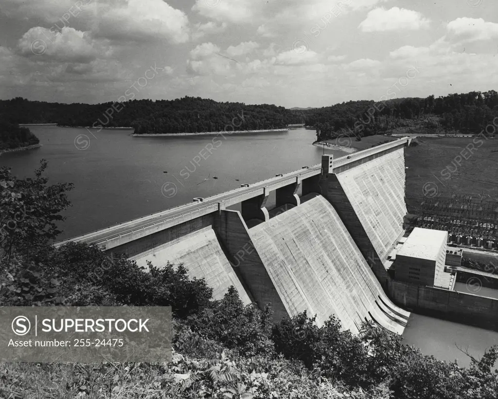 Vintage Photograph. Norris Dam in Tennessee powering nearby town.