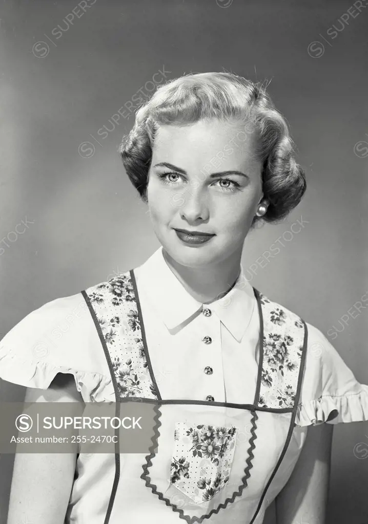 Vintage photograph. Portrait of young woman smiling