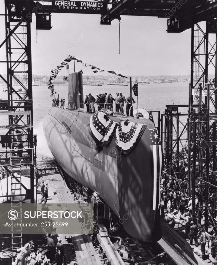 Launching of Diesel Submarine USS Darter, Groton, Connecticut, USA