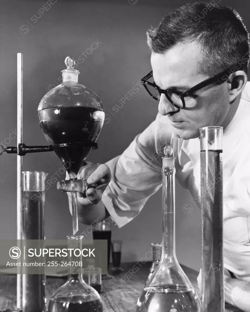 Male scientist working in a chemical laboratory
