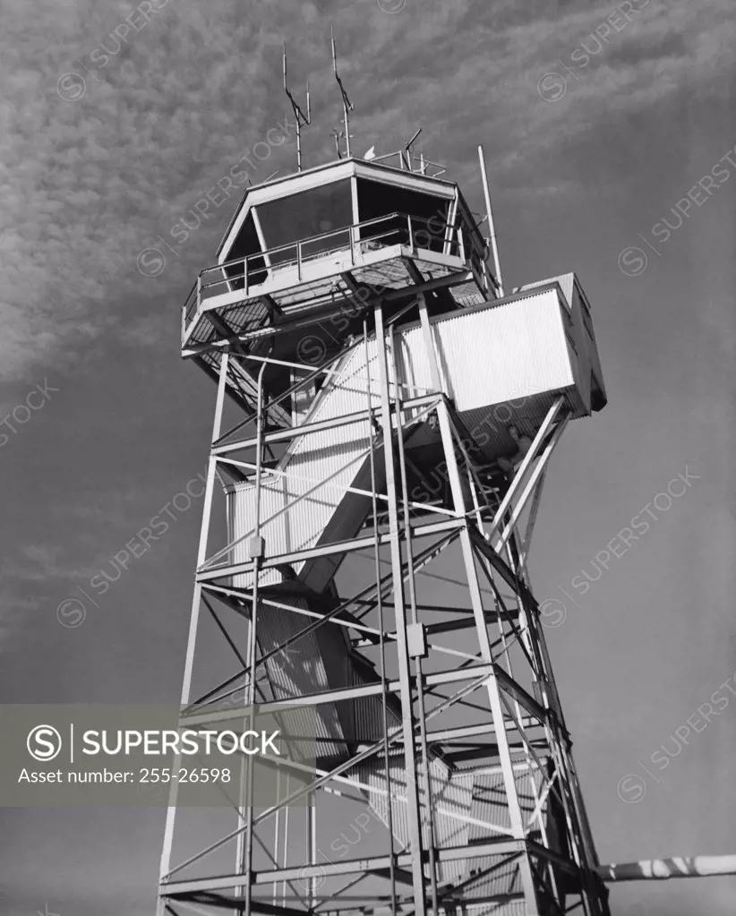 Low angle view of an air traffic control tower, Newark Liberty International Airport, New Jersey, USA