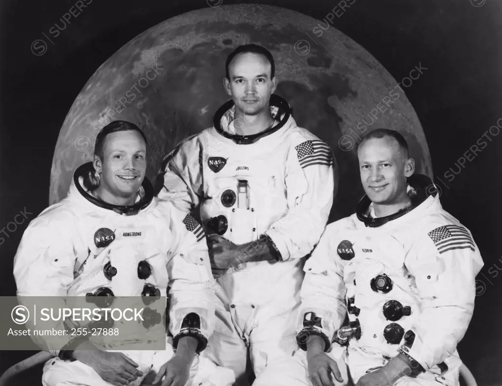 Astronauts Neil Armstrong, Michael Collins, Edwin E. Aldrin, Apollo 11 Mission, July 1969
