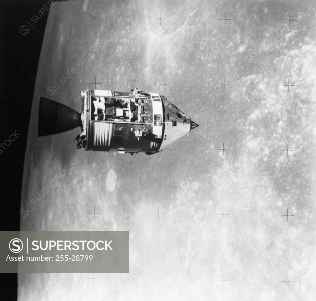 Satellite orbiting the moon, Apollo 15, Apollo Command and Service Module in lunar orbit