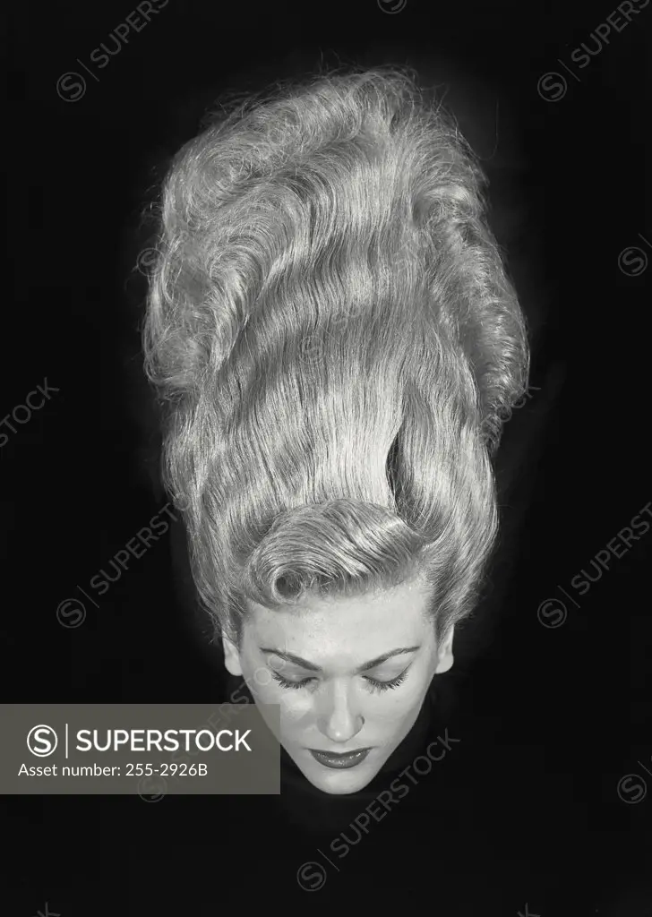 Vintage photograph. Head with no body and hair falling upwards