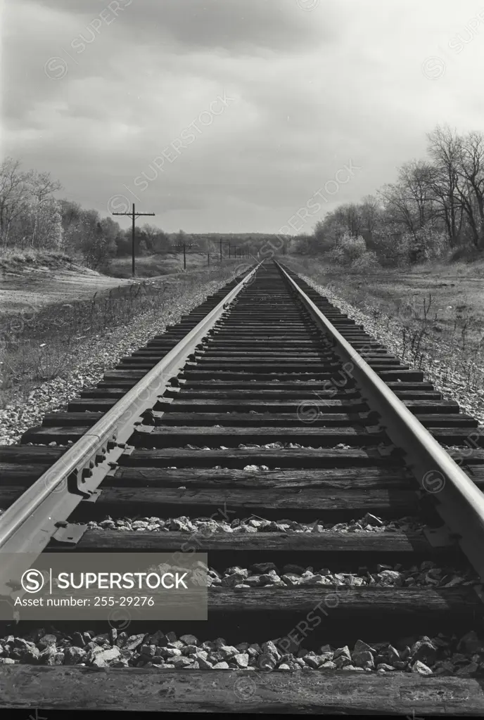 Vintage Photograph. Railroad track passing through a landscape