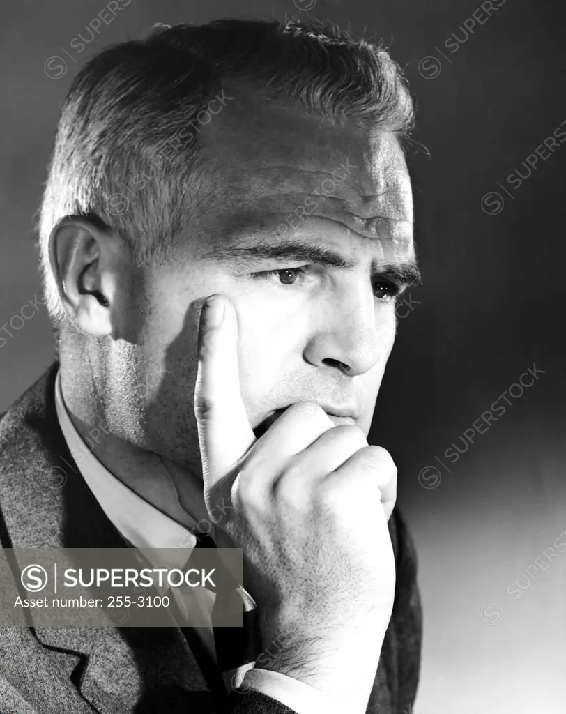 Close-up of a businessman looking serious