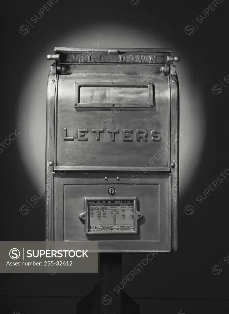 Vintage Photograph. Front of US Mail Letter box with bottom door closed