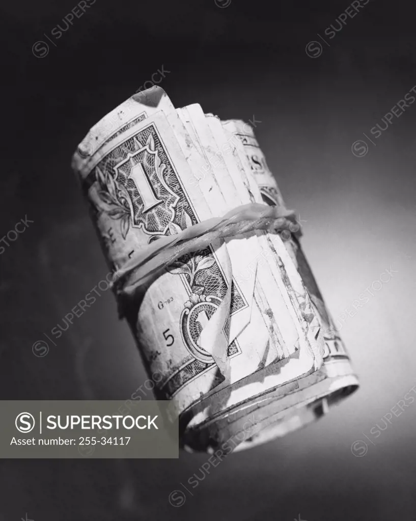 Close-up of a bundle of money