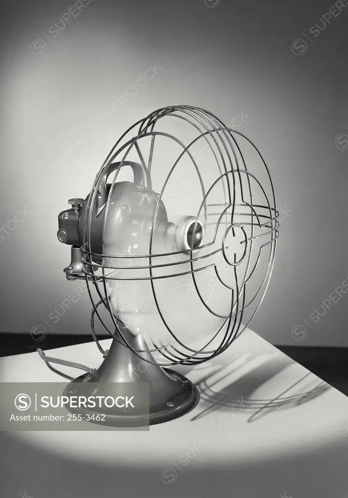 Vintage photograph. Close-up of an electric fan