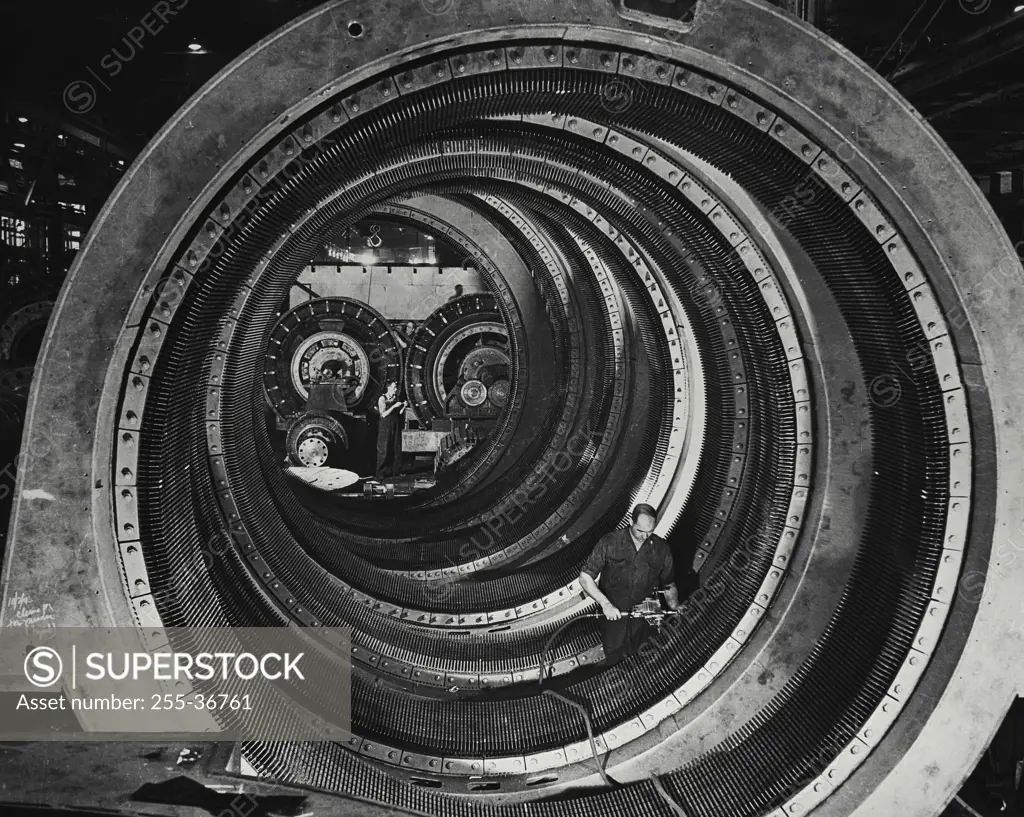 Vintage Photograph. Rotors for large general electric motors