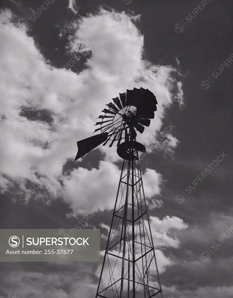 Low angle view of a industrial windmill
