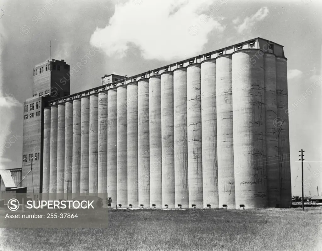 Vintage Photograph. Grain Elevator Storage near Amarillo, Texas.