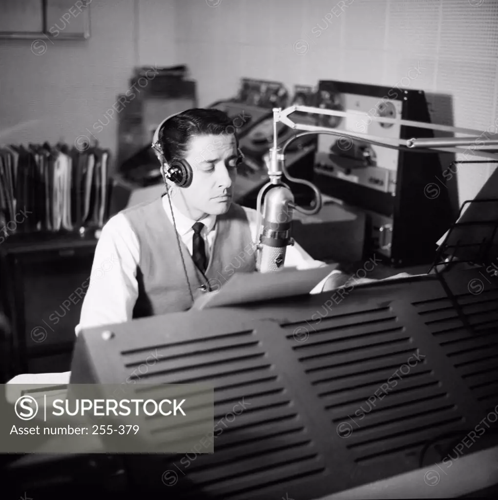 Man sitting in radio station