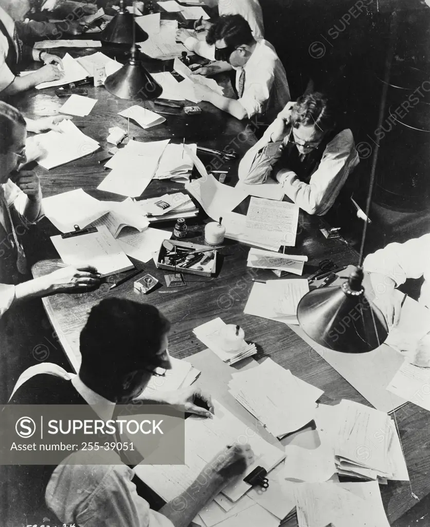 Vintage Photograph. Copy editors at work in the New York Times
