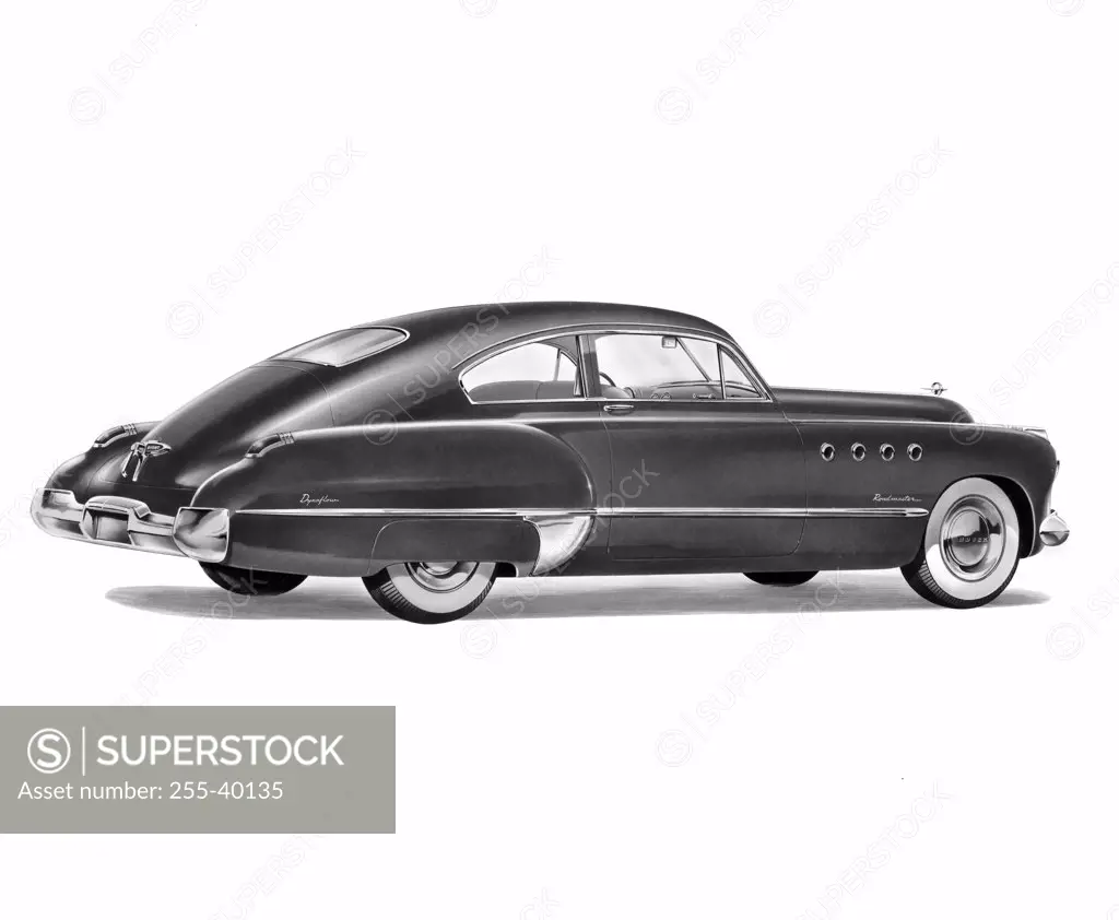 Side profile of a convertible car, 1949 Roadmaster 76S