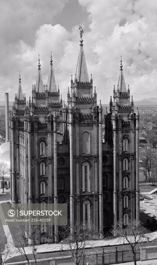 High angle view of a temple, Mormon Temple, Salt Lake City, Utah, USA