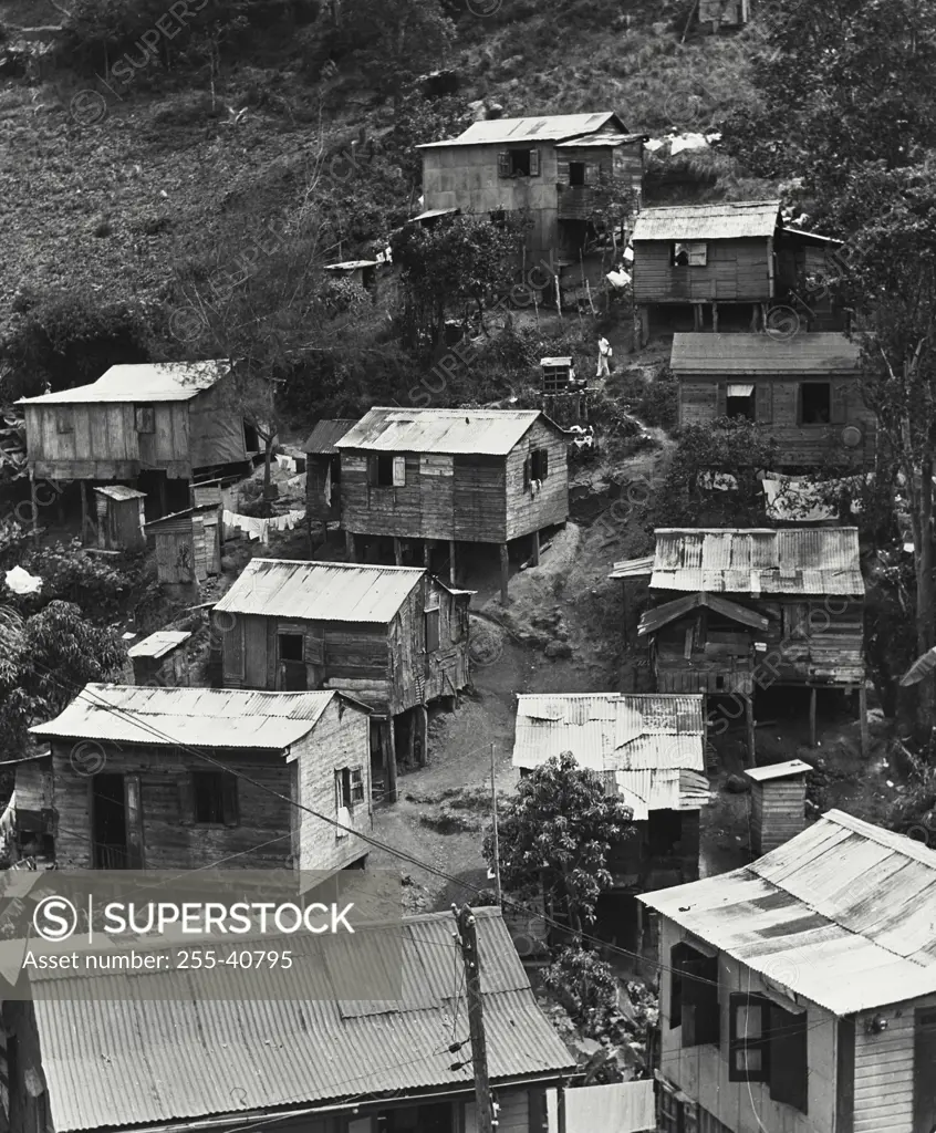 Vintage Photograph. Scene showing the slums of Puerto Rico