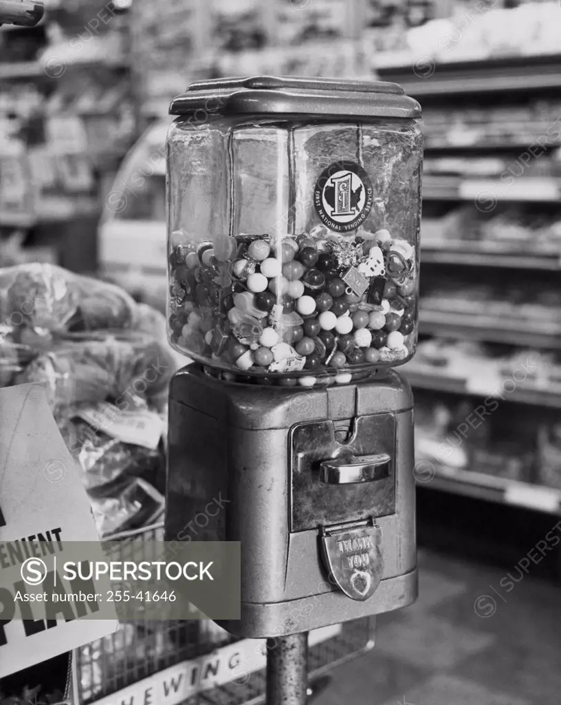 Gumball machine in a store