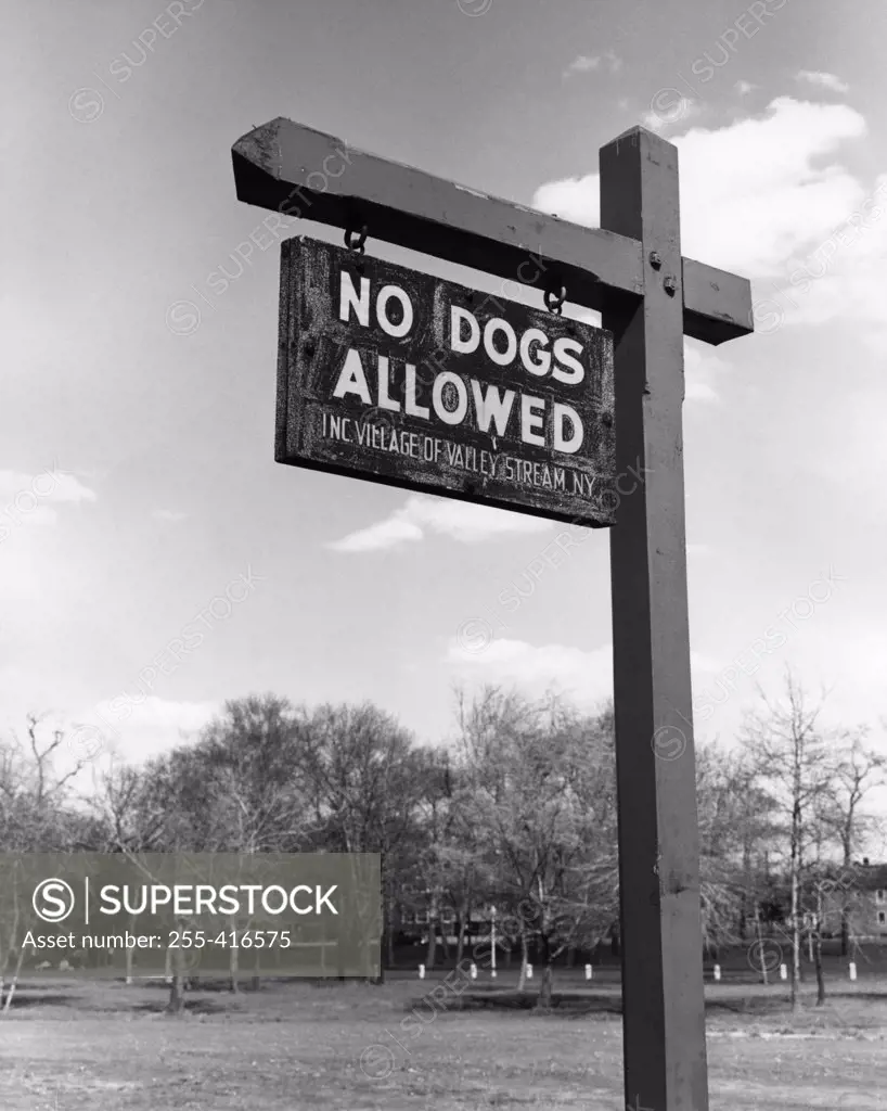 No dogs allowed in park, low angle view