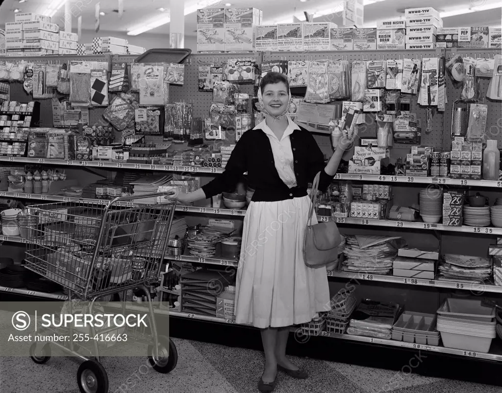 Woman doing shopping in supermarket