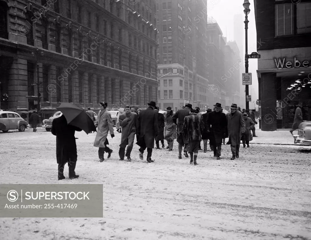 USA, New York City, winter street scene