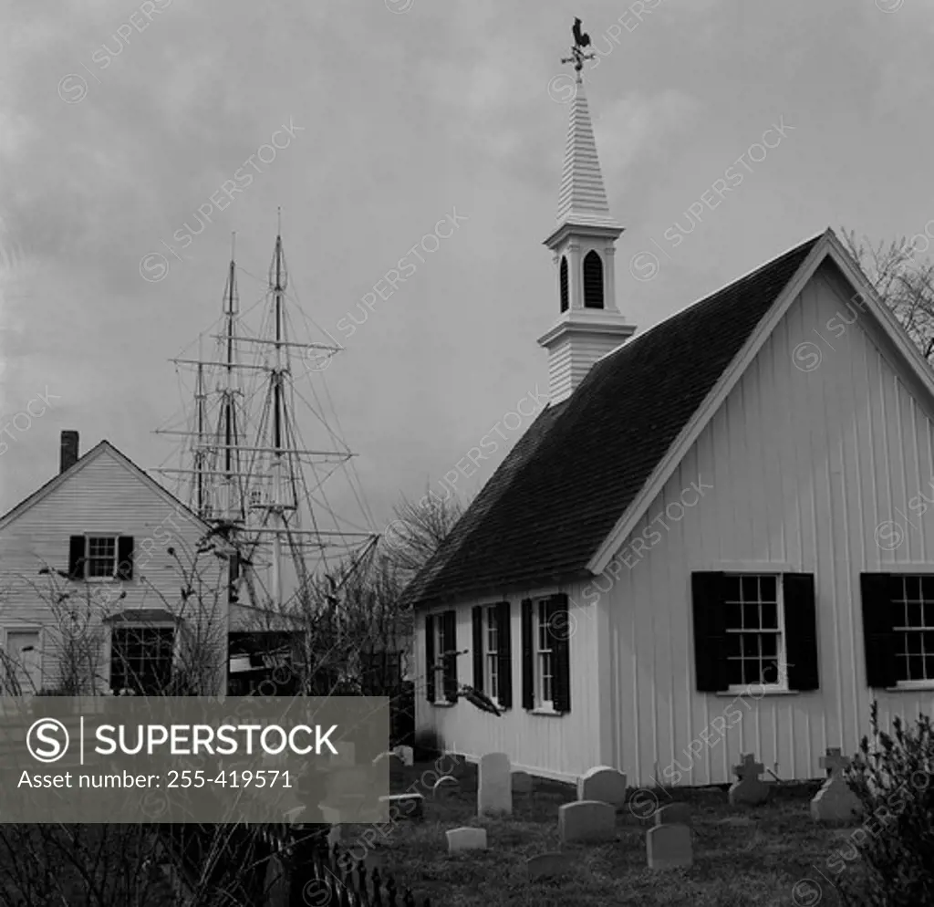 USA, Connecticut, Mystic, The Fishtown Chapel, built around 1870