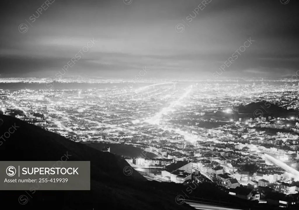 USA, California, San Francisco, Twin Peaks, Night view
