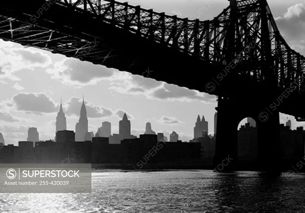 USA, New York State, New York City, Midtown skyline and Queensboro Bridge at dusk taken from Long island City