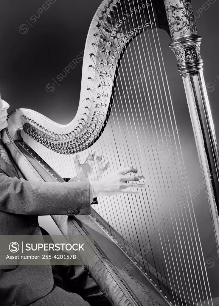 Man playing harp
