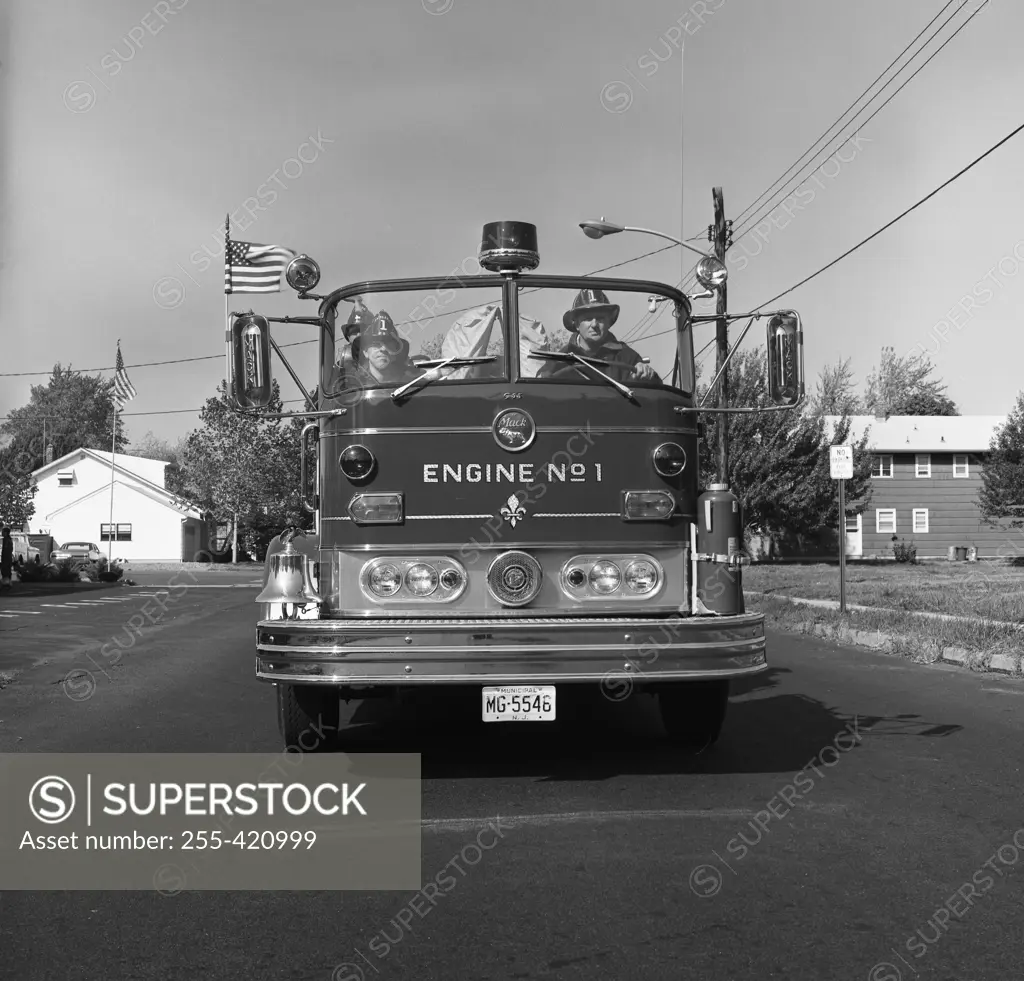 Fire engine on road