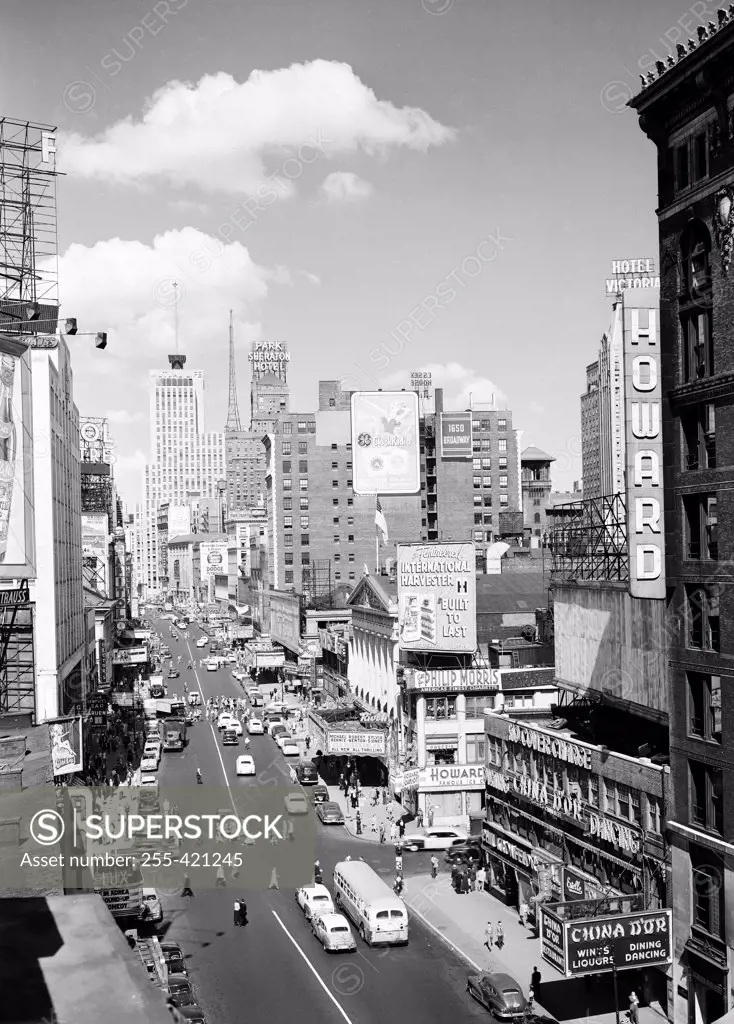 USA, New York, New York City, View of Broadway from vicinity of 46th Street