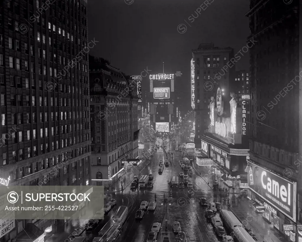USA, New York City, Manhattan, View of Times Square at night