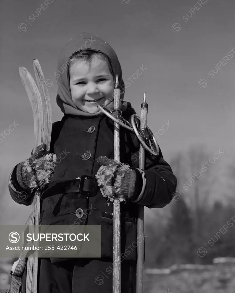 Portrait of girl with ski gear