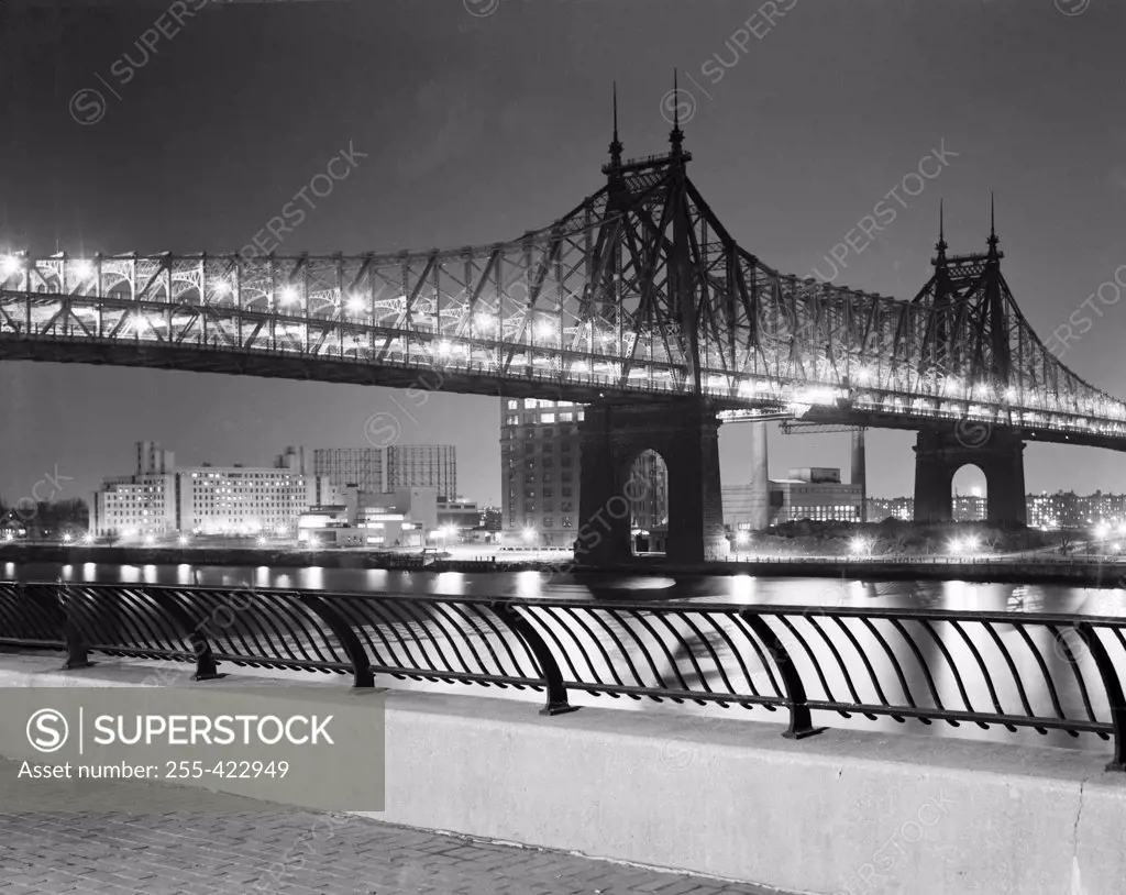 USA, New York State, New York City, Night view of Queensboro Bridge
