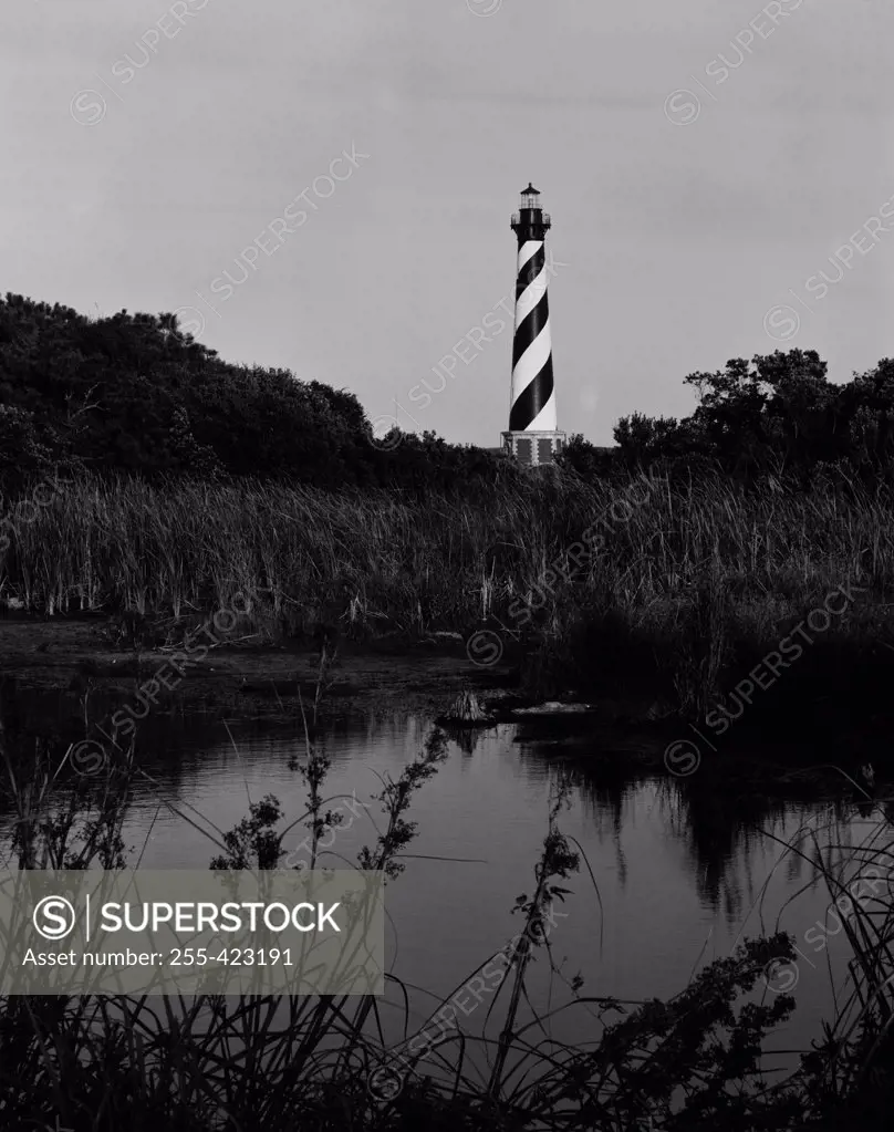 USA, North Carolina, Cape Hatteras Lighthouse seen from bayside