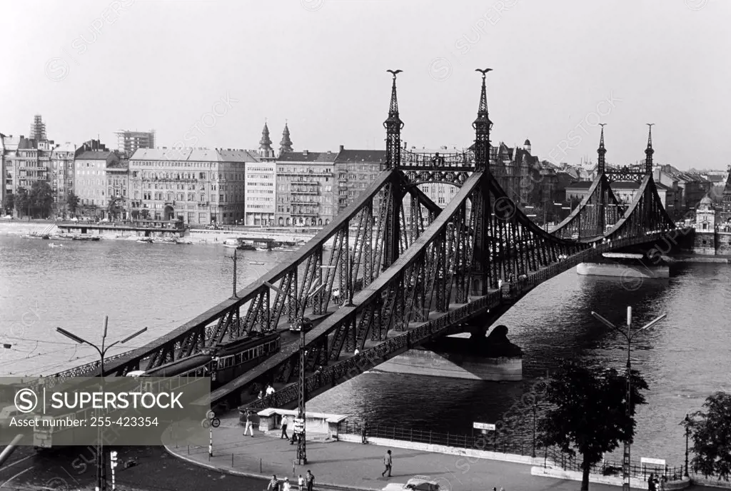 Hungary, Budapest, Bridge on River Danube