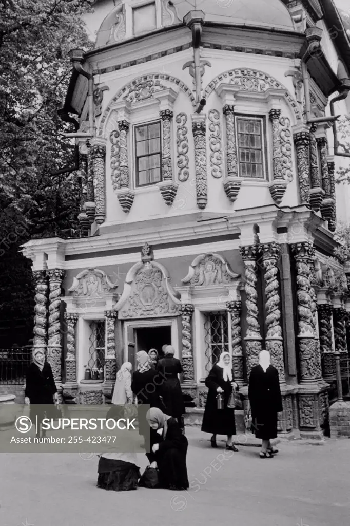 Russia, Moscow, women in front of church