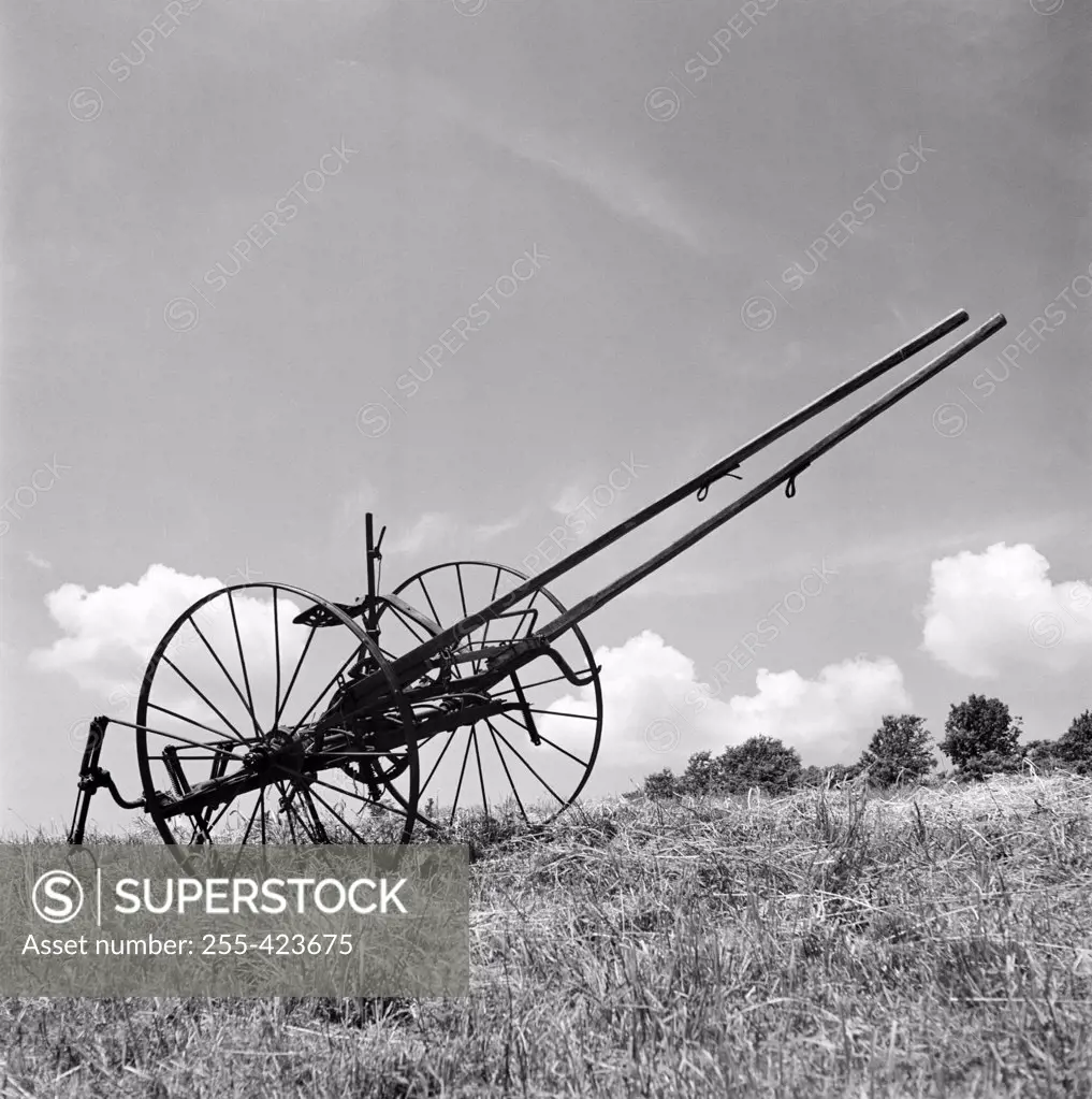 USA, Connecticut, Winsted, Agricultural equipment in field