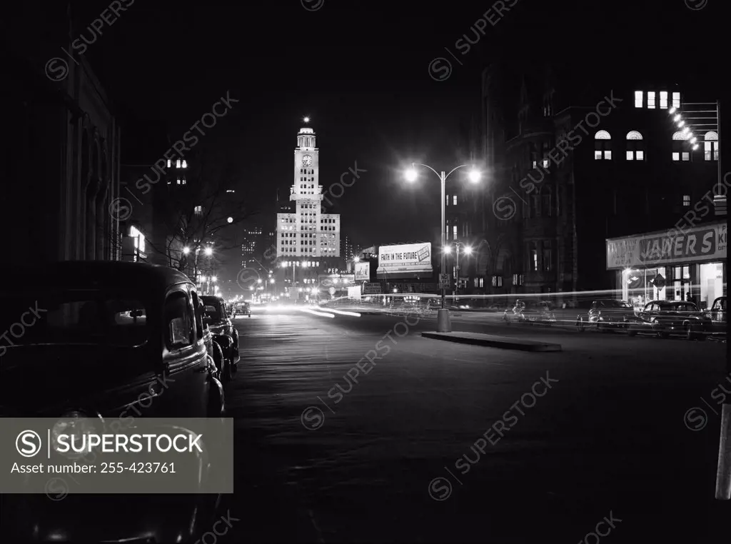 USA, Pennsylvania, Philadelphia, Bulletin Building at night